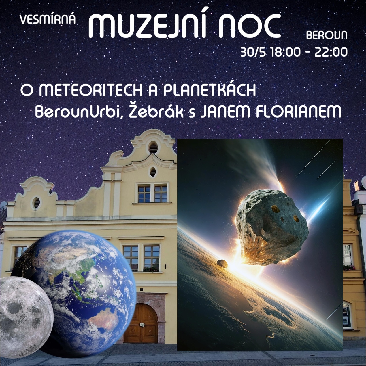 Meteority a planetky na Muezjní noci