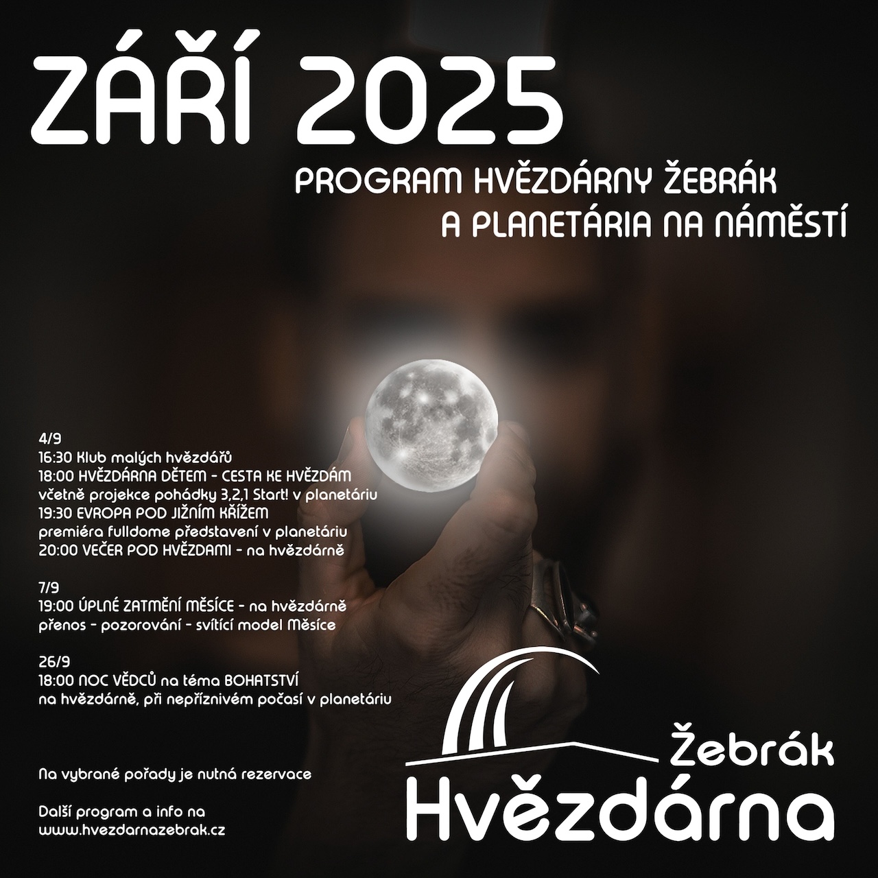 Září v Žebráku nabídne zatmění Měsíce, Noc vědců a premiéru v planetáriu