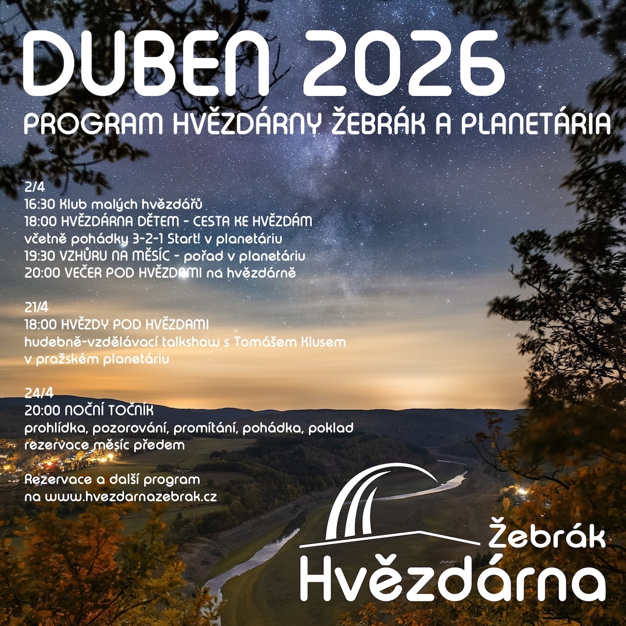 Program v dubnu na Hvězdárně Žebrák a v planetáriu mj. i za pokladem na Točník 