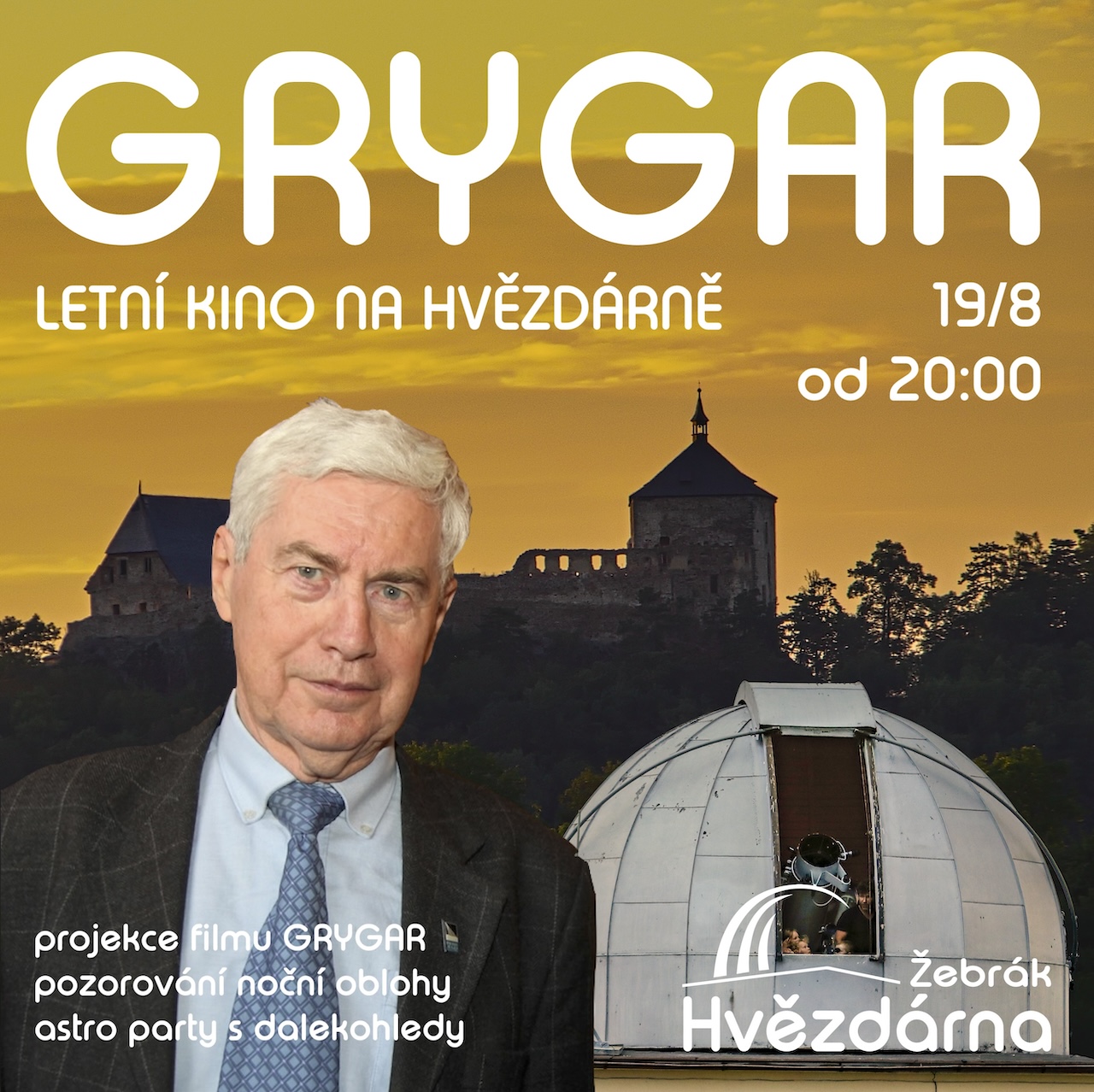 Letní kino s filmem GRYGAR - dárek pro příznivce Hvězdárny Žebrák 