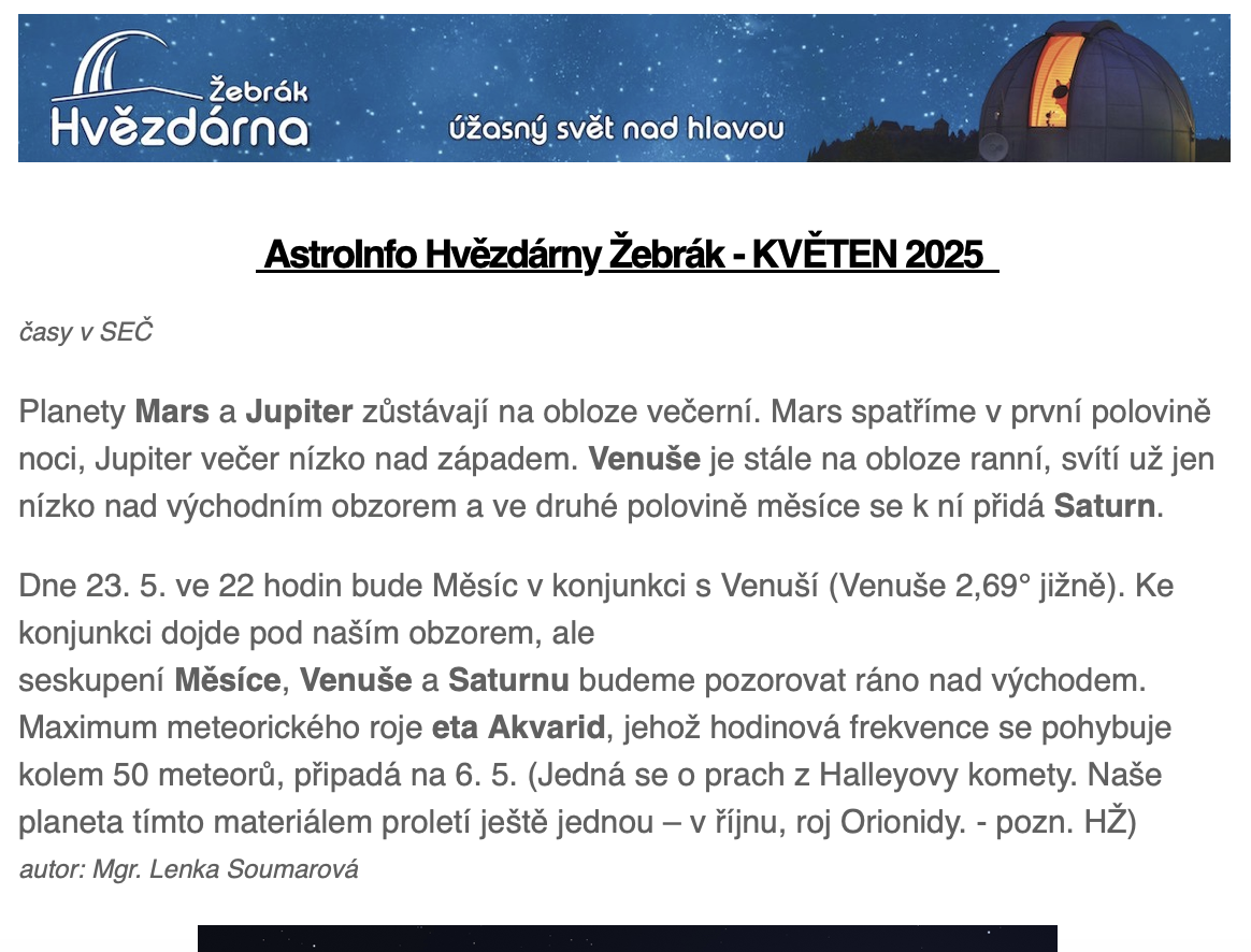 Květnové AstroInfo ve vašich mailových schránkách