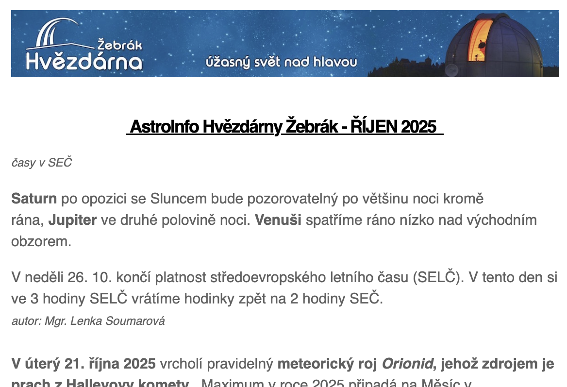 AstroInfo ve schránkách