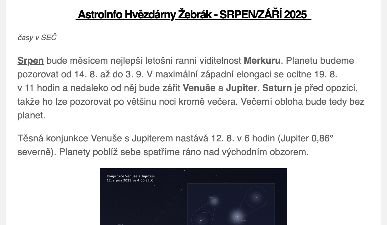 AstroInfo opět v mailových schránkách