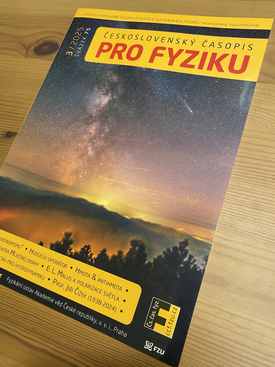 Hvězdárna Žebrák v nejnovějším Časopisu pro fyziku