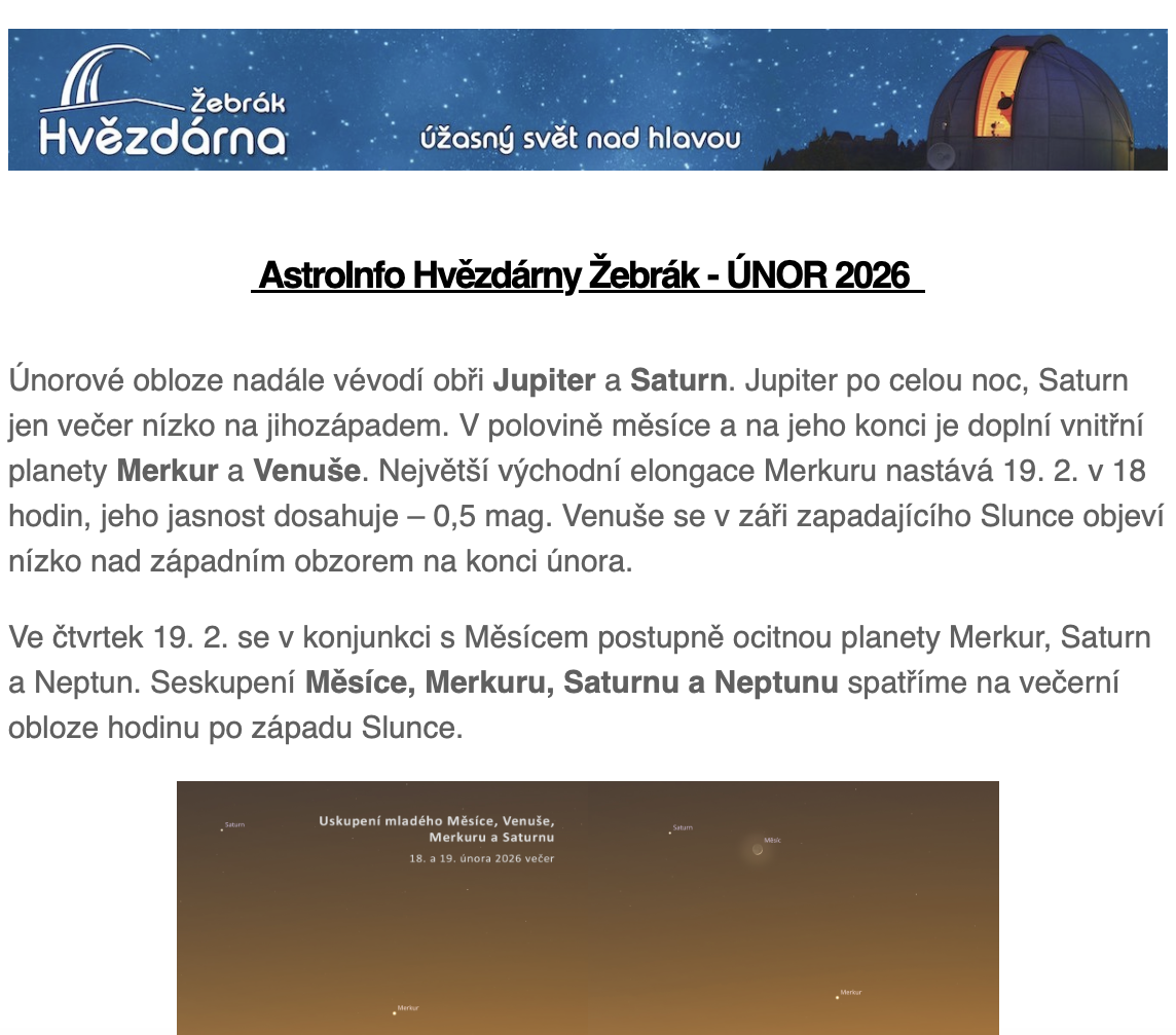 AstroInfo na únor opět ve vašich schránkách