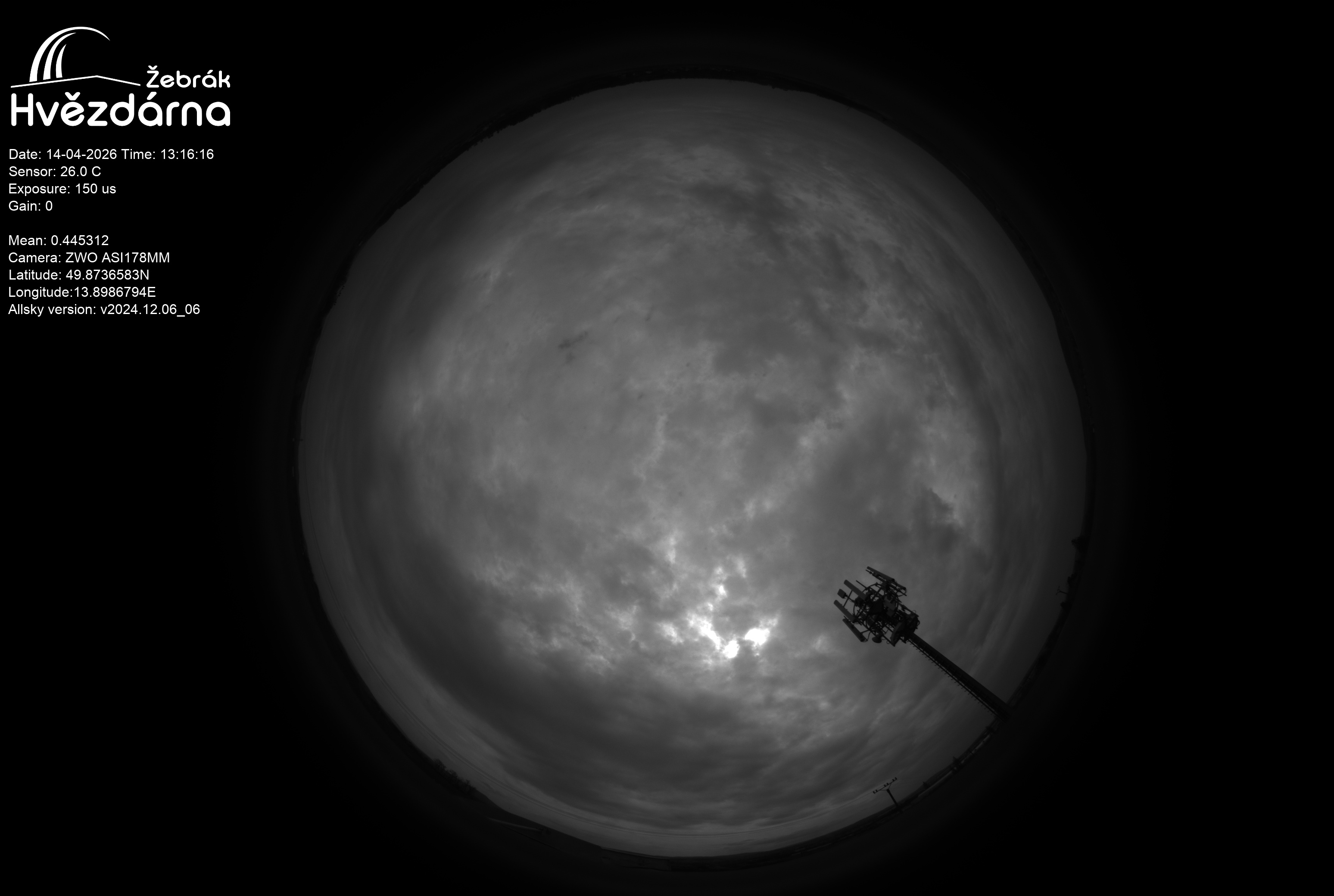 Celooblohová kamera Hvězdárny Žebrák je opět plně funkční