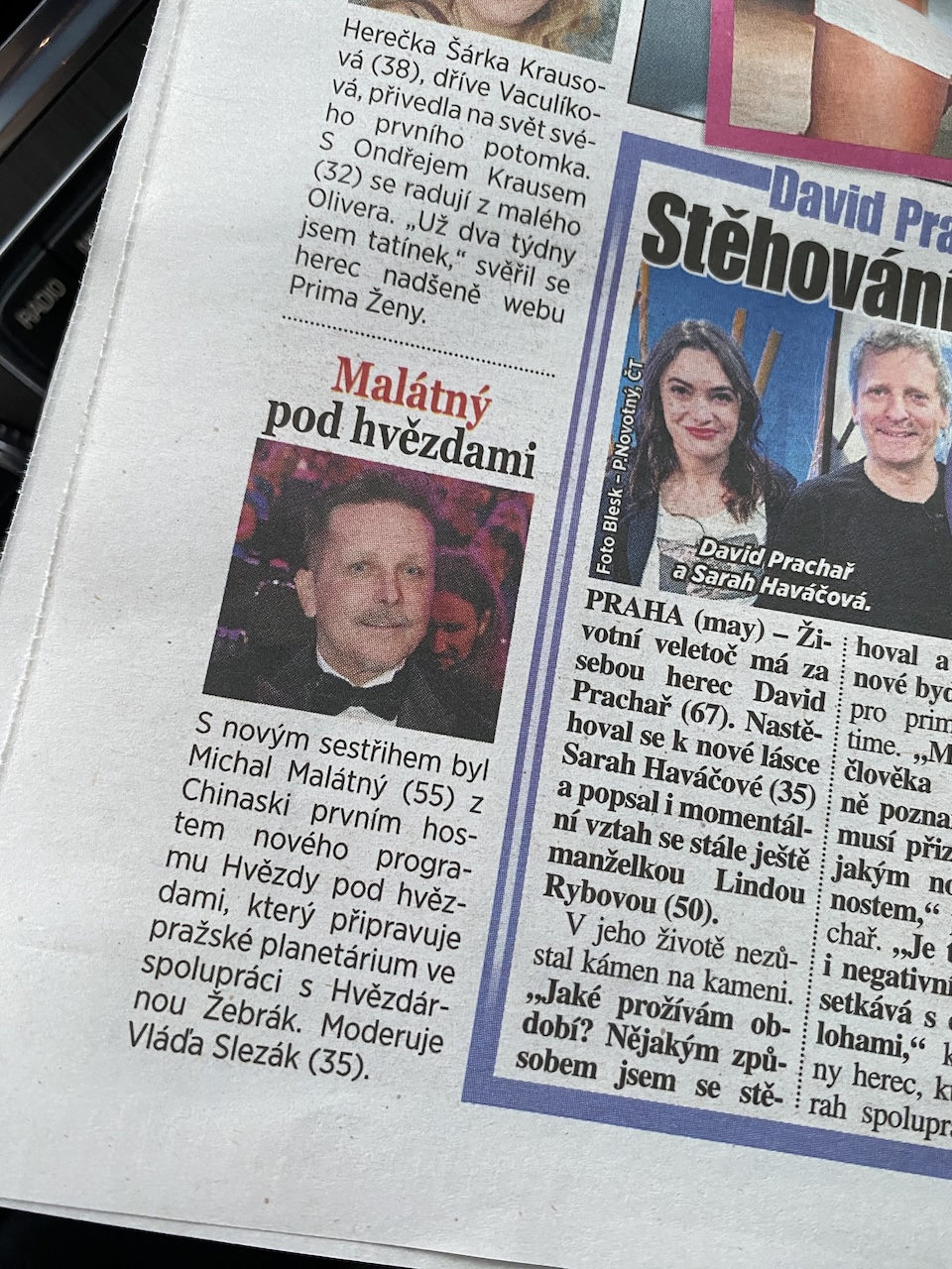 Hvězdy pod hvězdami s Michalem Malátným v deníku Blesk